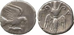 Ancient Coins. Greek. Peloponnese, Elis, Olympia (c.245/240-210 BC), Silver Drachm, eagle, with raised wings, flying right, grasping hare in its talons and tearing at it with beak, rev F-A, thunderbol