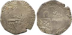South American Cob Coinage. Philip II of Spain, 8-Reales, Potosi mint, assayer “S” (Pedro Sanchez or Cristobal de Segovia), the very important “S” is 100% certain without magnification and there is no