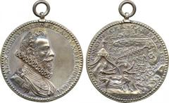 Italian Renaissance Medals, Italy, 16th Century. Alessandro Farnese (1545-1592), Duke of Parma and Piacenza, cast Silver Medal, unsigned, dated 1585, bust right, in cuirass and high ruff, ALEXANDER FA