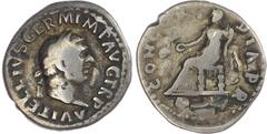 Ancient Rome Vitellius (AD 69) AR Plated or 'Fouree' Denarius, Rome, 3.00g. A VITELLIVS GERM IMP AVG TR P, laureate head of Vitellius facing right. Rev. CONCORDIA P R, Concordia seated left, holding p