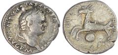 Ancient Rome Titus (AD 79-81) AR Denarius, Rome, AD 79, 3.33g. [IMP TITVS] CAES VESPASIAN AVG P M, laureate head of Titus facing right. Rev. TR P VIIII IMP XIIII COS VII P P, Capricorn left, globe bel