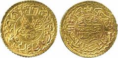 COINS of the ISLAMIC World . Ottoman. Mahmud II, Gold Jadid ‘Adli Altun, Qustantaniyya al-Mahrusa 1223h, ry 20 , 1.60g (Pere 769). Extremely fine. £120-150