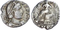 Ancient Greece Vandals, Pseudo‑Imperial (c. AD 428-477) AR Siliqua, mint of Carthage, 1.74g. Diademed and draped bust of Honorius right. Rev. Roma seated left on cuirass, holding Victory. (RIC 1308). 