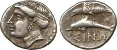 ANCIENT COINS. GREEK. Paphlagonia, Sinope (c.330-300 BC), Silver Drachm, head of Sinope, rev sea-eagle on dolphin (SNG Stancomb 777). Slightly short of flan, very fin e. £60-80