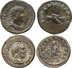 ANCIENT COINS. Balbinus (AD 238), Silver Antoninianus, radiate, draped and cuirassed bust right , rev CONCORDIA AVGG, clasped right hands (RIC 10);Pupienus (AD 238), Silver Denarius, laureate, draped 