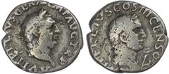 Ancient Rome Vitellius (AD 69), with Vitellius the Elder, AR Denarius, Rome, 2.83g. A VITELLIVS GERM P AVG TR P, laureate head of Vitellius right. Rev. L VITELLIVS COS III CENSOR, laureate and draped 