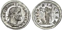 Ancient Rome Maximinus Thrax (AD 235-238) AR Denarius, Rome, AD 236-237, 3.75g. MAXIMINVS PIVS AVG GERM, laureate, draped and cuirassed bust of Maximinus right. Rev. VICTO-RIA GERM, Victory standing l