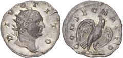 Ancient Rome Trajan Decius, for Divus Titus (AD 249-251) AR Antoninianus, Rome, AD 251, 3.22g. DIVO TITO, radiate head of Divus Titus right. Rev. CONSECRATIO, eagle standing right on thunderbolt, head