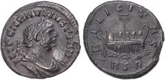 Ancient Rome Carausius (AD 286-293) Silver Denarius, RSR, 4.00g.IMP CARAVSIVS P F AV, laureate, draped and cuirassed bust of Carausius facing right. Rev. FELICITAS, galley right, with mast and four ro