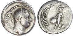Ancient Rome Vitellius (AD 69) AR Denarius, Tarraco(?), 3.28g. A VITELLIVS IMP GERMAN, laureate head of Vitellius facing right. Rev. VICTORIA [AVGVSTI], Victory advancing left, holding globe inscribed