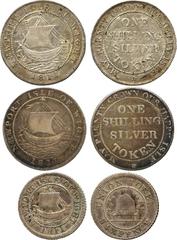 BRITISH 19th CENTURY SILVER TOKENS. THE SCOTT GODDARD COLLECTION. Hampshire. Newport, Isle of Wight, Silver Shillings (2), 1811, obv ancient ship (D 24, 25), Silver Sixpence, 1811, ancient ship, rev b