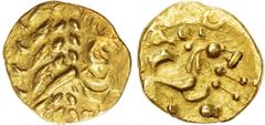 Celtic Atrebates (c. 70‑55 BC) AV Stater, 'Sills Insular, Atrebatic A' type, 6.45g. Atrebates (c. 70‑55 BC) AV Stater, 'Sills Insular, Atrebatic A' type, 6.45g. Wreath, cloak and crescents; stylised h