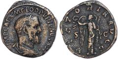 Ancient Rome Pupienus (AD 238) AE Sestertius, Rome, 24.59g. IMP CAES M CLOD PVPIENVS AVG, laureate, draped and cuirassed bust right. Rev. VICTORIA AVGG, Victory standing right, head left, holding wrea