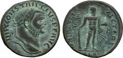 ANCIENT COINS. ROMAN. Constantius I Chlorus (305-306 AD), AE Nummus, Alexandria, 305-306 AD, 10.48g, IMP C CONSTANTIVS PF AVG, laureate head right, rev HERCVLI - VICTORI /  / S - P / ALE, Hercules st