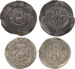 ISLAMIC COINS. ARAB SASANIAN. Ziyad b. Abi Sufyan (45-54h), Silver Drachm DA = Darabjird 43, 3.77g (A 8; Walker p.40:58); ‘Ubayd Allah b. Ziyad (53-67h), Silver Drachm, BJRA = Basra 57, 2.80g (Walker 