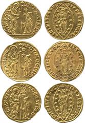WORLD COINS. VENETIAN DUCATS AND ZECCHINI AND THEIR IMITATIONS. Gold Zecchini (3), for Francesco Loredan (1752-1762), Alvise IV Mocenigo (1763-1778) and Paolo Renier (1779-1789), 3.45g, 3.49g, 3.45g (