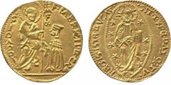 WORLD COINS. VENETIAN DUCATS AND ZECCHINI AND THEIR IMITATIONS. Order of St John of Jerusalem in Rhodes. Fabrizzio del Carretto, Gold Ducat, Grand Master kneeling left, receiving the Order banner from