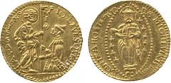 WORLD COINS. VENETIAN DUCATS AND ZECCHINI AND THEIR IMITATIONS. Order of St John of Jerusalem in Malta. Jean Levesque de la Cassière (1572-1581), Gold Zecchino, the Grand Master kneeling left and rece