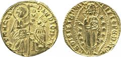 WORLD COINS. VENETIAN DUCATS AND ZECCHINI AND THEIR IMITATIONS. Chios under La Maona (1347-1566). Filippo Maria Visconti, Gold Ducat, Doge kneeling left and receiving a banner from St Peter standing r