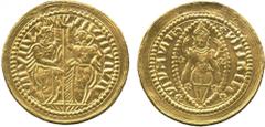 WORLD COINS. VENETIAN DUCATS AND ZECCHINI AND THEIR IMITATIONS. India. Gold Religious Token, Hindu design derived from Venetian type, male figure standing right, with raised left arm, opposite a femal