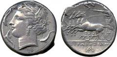 ANCIENT COINS. A Selection of Syracuse Tetradrachms from an Old Collection. Signed by the Artist Phrygillos. Sicily, Syracuse, Agathokles (317-289 BC), Silver Tetradrachm, struck c.310-305 BC, head of
