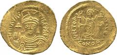 ANCIENT COINS. A Collection of Byzantine Gold Coins . Mint of Constantinople, unless otherwise stated. Maurice Tiberius (AD 582-602), Gold Solidus, ON MAVRC - Tib P P AVI , bust of emperor facing, wea