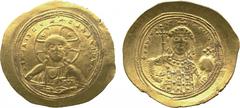 ANCIENT COINS. A Collection of Byzantine Gold Coins . Mint of Constantinople, unless otherwise stated. Constantine IX Monomachus (AD 1042-1055), Gold Histamenon, + IhS XIS REX REGNANTInM , bust of Chr