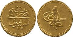 ISLAMIC COINS. Ottoman. Ahmad III, Gold Funduq, Islambul 1115h, kha, 3.48g (Pere 499). Extremely fine. £250-300