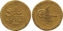 ISLAMIC COINS. Ottoman. Ahmad III, Gold Funduq, Islambul 1115h, nun, 3.46g (Pere 499). Extremely fine. £250-300
