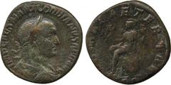 ANCIENT COINS. ROMAN. Mint of Rome unless otherwise stated. Gordian II (AD 238), Æ Sestertius, laureate, draped and cuirassed bust right , rev Roma seated left on shield, holding Victory and leaning o