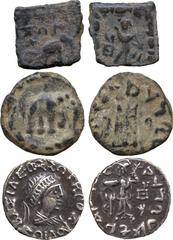 ANCIENT COINS. GREEK. Indo-Greek, Zoilos II, Drachm, obv diademed bust of king right, rev Pallas to left with shield and thunderbolt (cf M 2014-2015), Copper Di-Chalkon, 4.3g, obv elephant to right wi