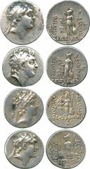 ANCIENT COINS. Greek. Kingdom of Cappadocia, Ariarathes IV, Eusebes (220-163 BC), Silver Drachms (3), Years 30, 33, diademed head right , rev Athena standing left, holding Nike, spear and shield (Simo