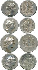 ANCIENT COINS. Greek. Kingdom of Cappadocia, Ariarathes IV, Eusebes (220-163 BC), Silver Drachms (3), Years 33, diademed head right , rev Athena standing left, holding Nike, spear and shield (Simonett