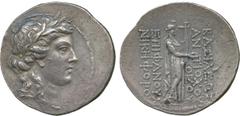 ANCIENT COINS. Greek. Kingdom of Syria, Seleucid Kings, Antiochos IV Epiphanes (175-164 BC), Silver Tetradrachm, mint of Antioch, struck 166 BC, head of Apollo facing right, wearing a laurel-wreath , 