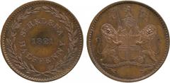 † AFRICA. St Helena. East India Company, Copper ½-Penny, 1821 (Vice FT 3; KM 4a). Uncirculated with patches of iridescent tone. Part of the Arielle Collection Of British Colonial Coins. £100-150
