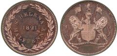 † AFRICA. St Helena. East India Company, Copper Proof ½-Penny, 1821, in original tinned copper shells, (Vice FT 3A; KM 4a). A few verdigris spots, otherwise brilliant Proof with much pink lustre, rare