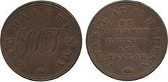† AFRICA. St Helena. Solomon, Dickson and Taylor, Copper ½-Penny Token (Vice FT 5; KM Tn1). Bag marked, almost extremely fine, with much red lustre. David Vice says that is was probably issued 1821, b