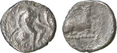 ANCIENT COINS. Cyprus, Salamis, Evagoras I (411-374 BC), Silver Tetrobol, Herakles seated right on a rock draped with lion’s skin, leaning on club and holding cornucopiae , rev goat recumbent right, 3