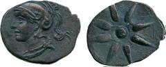 ANCIENT COINS. Cyprus, Salamis, Evagoras II (c.361-351 BC), Silver Obol, head of Athena left, wearing a crested helmet , rev star of eight rays, 0.53g (BMC 68; SNG Cop 53). Dark tone, good very fine .