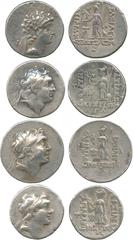 ANCIENT COINS. Kingdom of Cappadocia, Ariarathes IV, Eusebes (220-163 BC), Silver Drachms (3), Year 33, diademed head right , rev Athena standing left, holding Nike, spear and shield (Simonetta 16a, 1