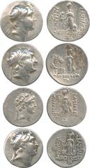 ANCIENT COINS. Kingdom of Cappadocia, Ariarathes IV, Eusebes (220-163 BC), Silver Drachms (3), Years 32, 33, diademed head right , rev Athena standing left, holding Nike, spear and shield (Simonetta 1