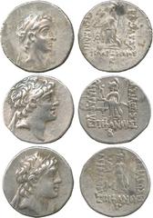 ANCIENT COINS. Kingdom of Cappadocia, Ariarathes VI, Epiphanes, Philopator (130-116 BC), Silver Drachms (2), Years 2, 3, diademed head right , rev Athena standing left, holding Nike, spear and shield 