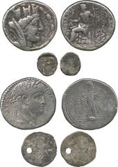 ANCIENT COINS. Nero (AD 54-68), Silver Tetradrachm, minted at Antioch; Syria, Laodikeia (mid 1st Century BC), Silver Tetradrachm; Phoenicia, Sidon, 1/16-Shekel; Byzantine, Romanus IV (AD 1068-1071), S