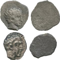 ANCIENT COINS, GREEK Cyprus, Salamis (c.445-411 BC), Silver Hemiobols (?) (2), youthful male head right, rev smooth (BMC 47-8). Minor porosity, about very fine, rare. (2) £60-80