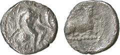 ANCIENT COINS, GREEK Cyprus, Salamis, Evagoras I (c.411-374 BC), Silver Tetrobol, Herakles seated right on a rock draped with lion’s skin, leaning on club and holding cornucopiae , rev goat recumbent 