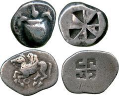 ANCIENT COINS, GREEK, Aigina (c.500-480 BC), Silver Drachm, sea-turtle , rev incuse square divided into eight triangular segments, four of which are sunken, 6.07g (SNG Delepierre 1504); Corinth (c.550