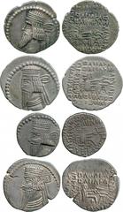 ANCIENT COINS, THE DAVID SELLWOOD COLLECTION OF PARTHIAN COINS, Pacorus I (AD 78-120), Silver Drachms (4), minted at Ecbatana, bust left with long and pointed beard, wearing double banded diadem with 