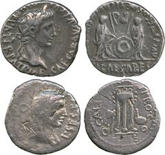 ANCIENT COINS, ROMAN, Mint of Rome unless otherwise stated, Augustus (27 BC - AD 14), Silver Denarius, minted at Lugdunum, struck 2 BC - AD 4, laureate head facing right , rev CL CAESARES in exergue, 