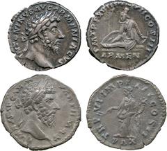 ANCIENT COINS, ROMAN, Mint of Rome unless otherwise stated, Marcus Aurelius (AD 161-180), Silver Denarius, struck AD 164-165, laureate head facing right , rev ARM EN in exergue, P M TR P XVIII IMP II 