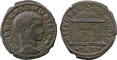 ANCIENT COINS, ROMAN, Mint of Rome unless otherwise stated, Romulus (son of Maxentius), Æ Follis, minted at Ostia, struck AD 309-312, DIVO ROMVLO N V BIS CONS , bare head facing right , rev AETERNAE M
